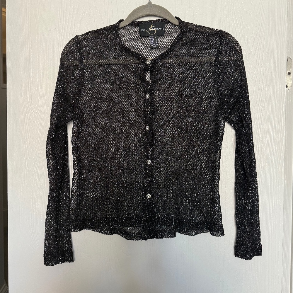 Y2K Vintage Metallic Mesh Cardigan size 8